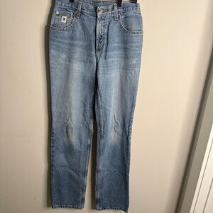 Rockies Women's Vintage Light Blue Wash Straight Leg Denim Mom Jeans Casual